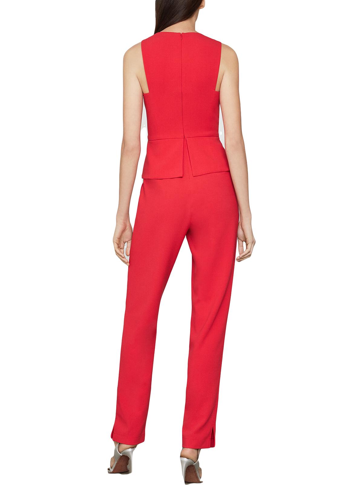 BCBGMAXAZRIA Women's Sleeveless Slim Leg Peplum Jumpsuit Red Size 2