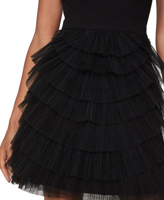 BCBGMAXAZRIA Women's Tulle Tiered Sleeveless Mini Dress Black Size 2