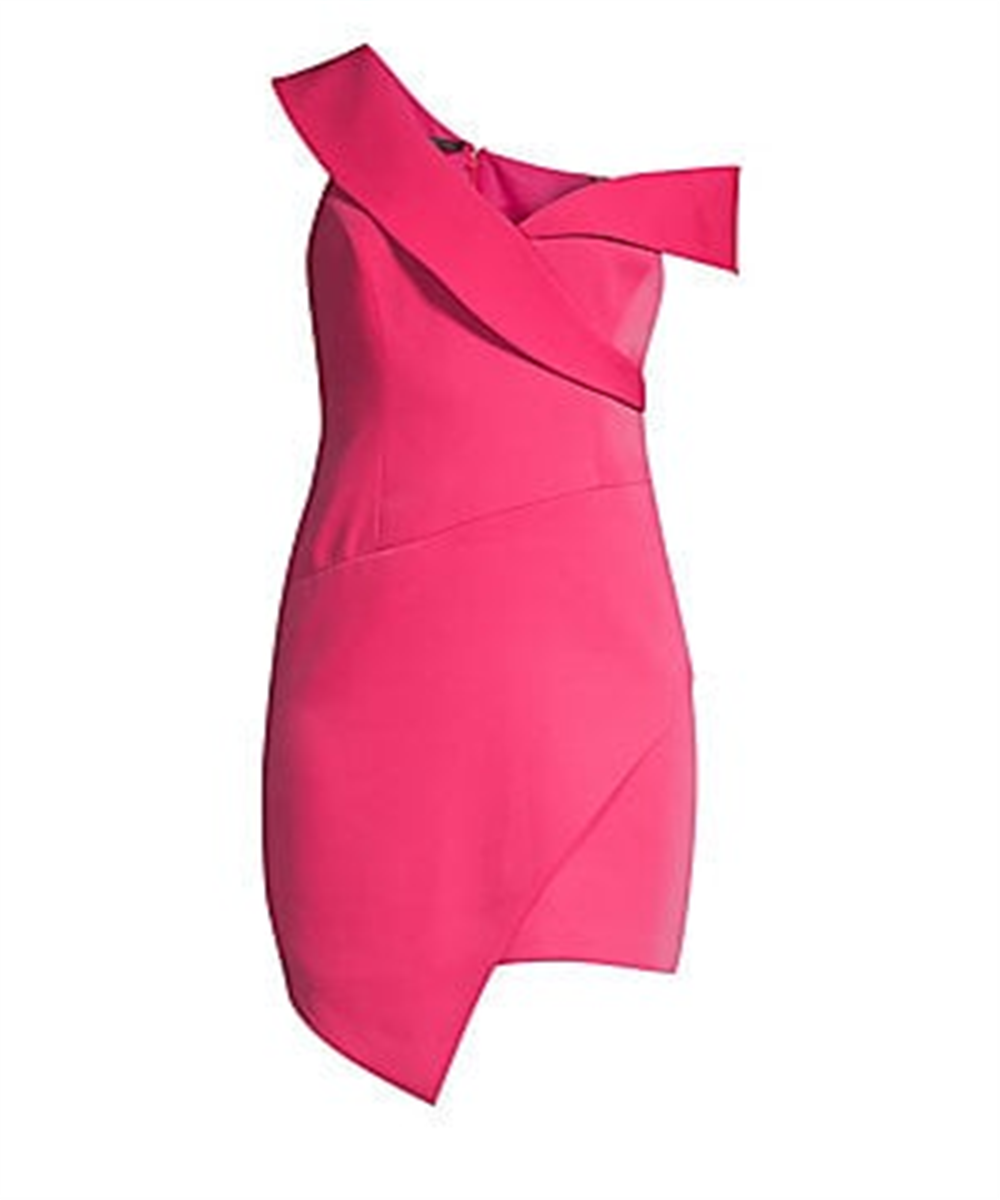 BCBG Max Azria Women's Micro Satin Bias Cut Hem Dress Pink Size 6
