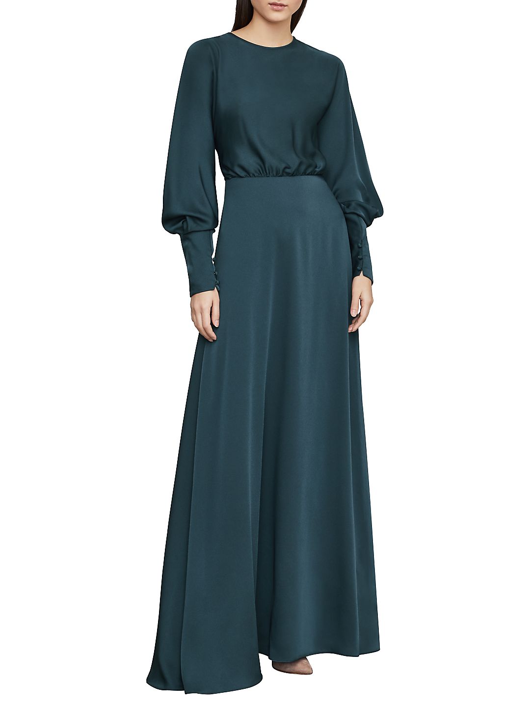 BCBGMAXAZRIA Women's Satin Drape Maxi Dress Green Size 8