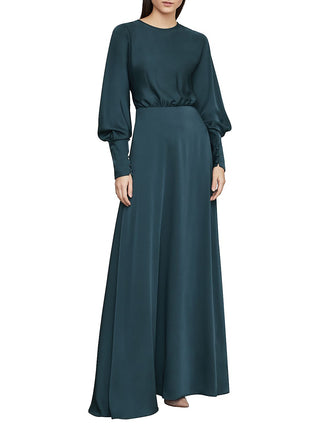 BCBGMAXAZRIA Women's Satin Drape Maxi Dress Green Size 8