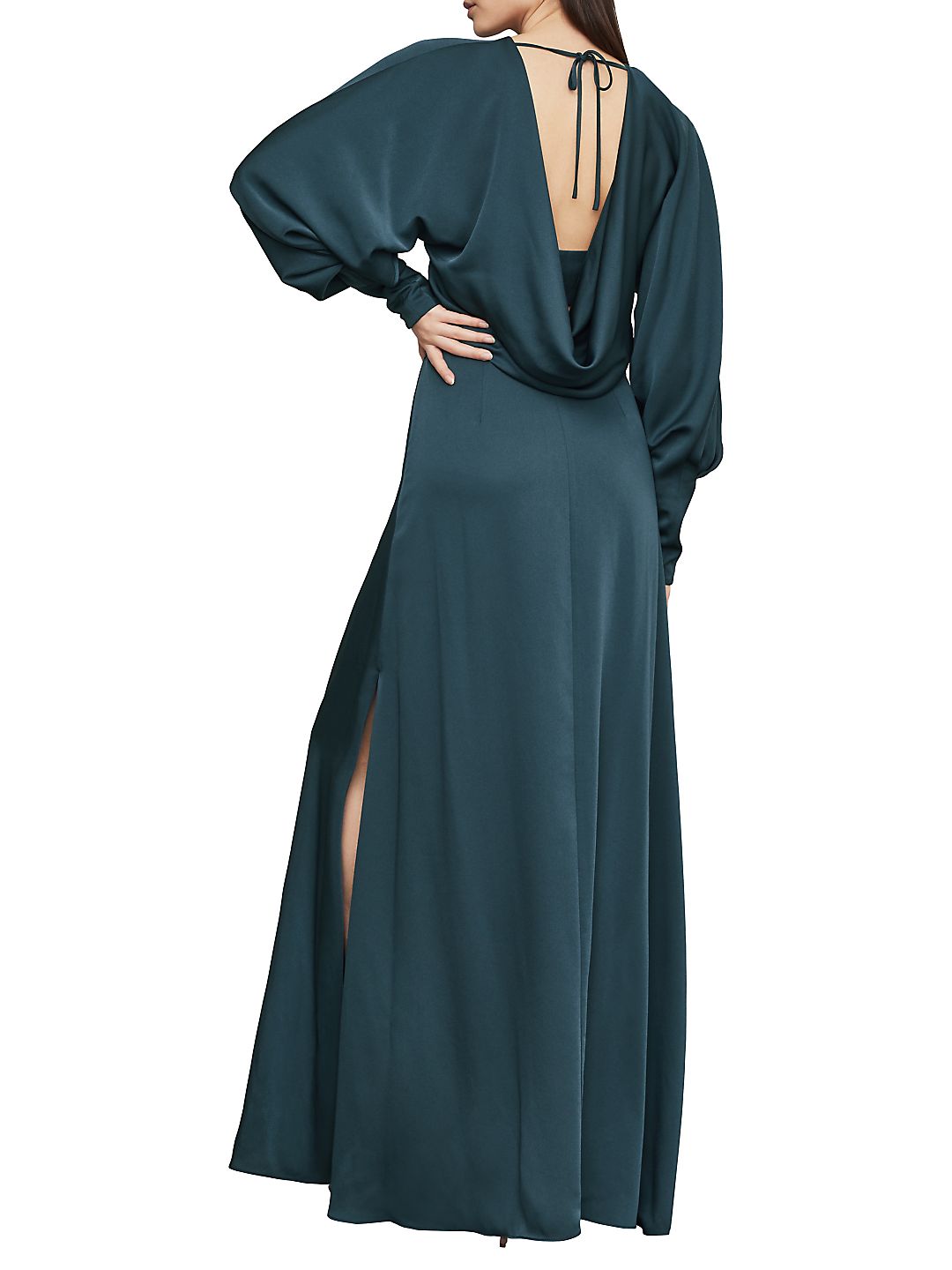 BCBGMAXAZRIA Women's Satin Drape Maxi Dress Green Size 8
