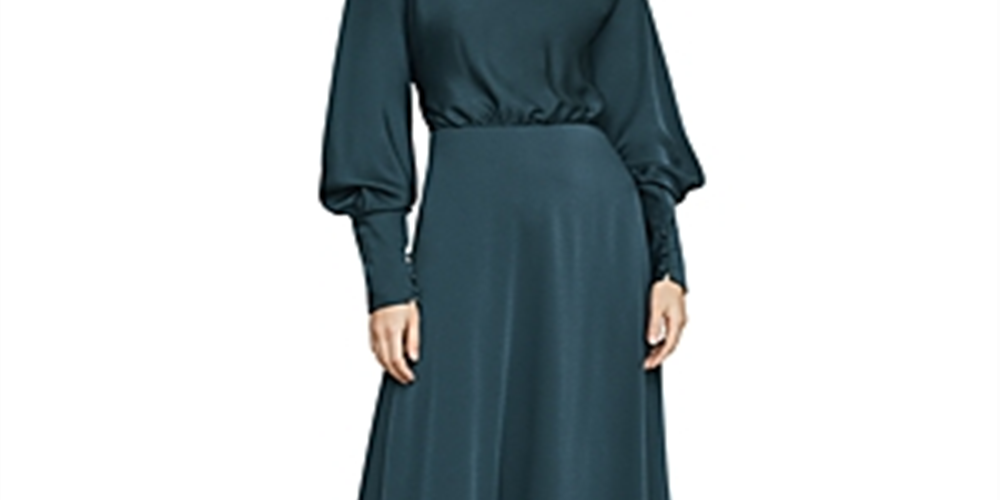 BCBGMAXAZRIA Women's Satin Drape Maxi Dress Green Size 8