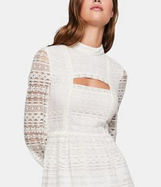 BCBGeneration Women's Lace Peek a Boo Mini Dress White Size 6