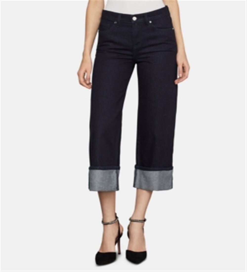BCBGMAXAZRIA Women's Cotton Cuffed Wide Leg Jeans Blue Size 31