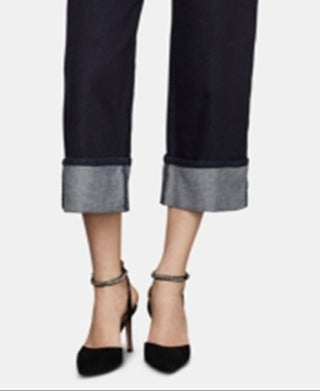 BCBGMAXAZRIA Women's Cotton Cuffed Wide Leg Jeans Blue Size 31