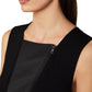 BCBGMAXAZRIA Women's Asymmetric Mixed Media Top Black Size Large