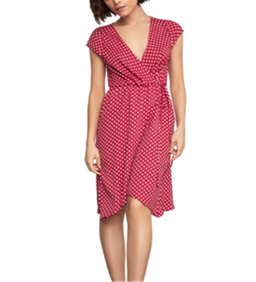 BCBG Max Azria Women's Polka Dot Faux Wrap Dress Pink Size XS