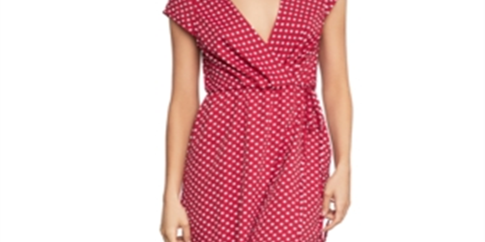 BCBG Max Azria Women's Polka Dot Faux Wrap Dress Pink Size XS