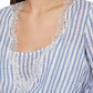 BCBGMAXAZRI Women's Cotton Striped High Low Top Blue Size Large