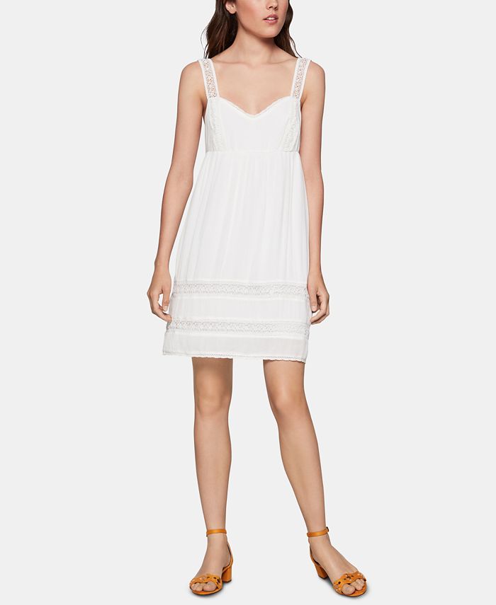 BCBGeneration Women's Crochet Trim Cut Out Shift Dress White Size Small