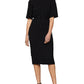 BCBGMAXAZRIA Women's MIDI Dress Mock Neck Sheath Black Size Large