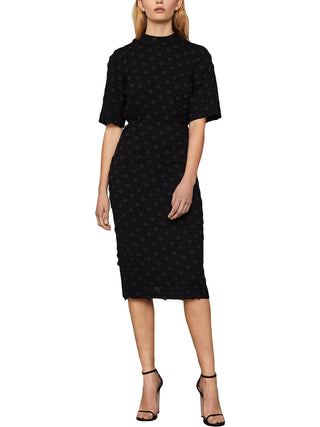 BCBGMAXAZRIA Women's MIDI Dress Mock Neck Sheath Black Size Large