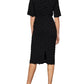 BCBGMAXAZRIA Women's MIDI Dress Mock Neck Sheath Black Size Large