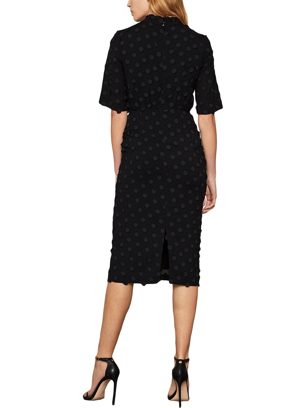 BCBGMAXAZRIA Women's MIDI Dress Mock Neck Sheath Black Size Large