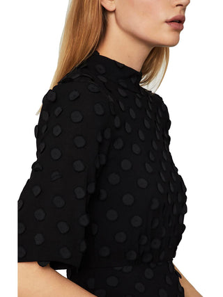 BCBGMAXAZRIA Women's MIDI Dress Mock Neck Sheath Black Size Large