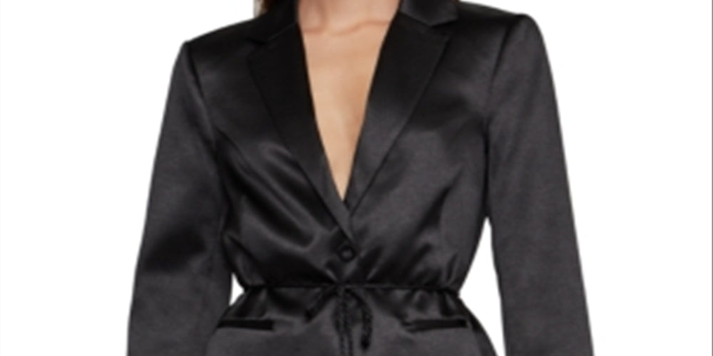 BCBGMAXAZRIA Women's Satin Office One Button Blazer Black Size L