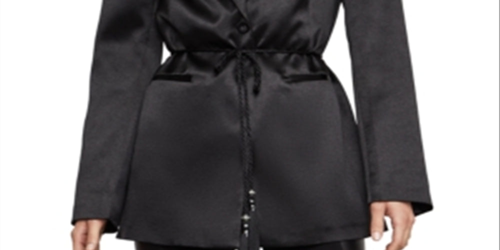 BCBGMAXAZRIA Women's Satin Office One Button Blazer Black Size L