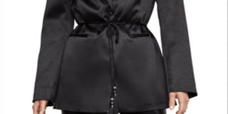 BCBGMAXAZRIA Women's Satin Office One Button Blazer Black Size L