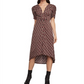 BCBGMAXAZRIA Women's Geo Print Twist Front Dress Brown Size Large