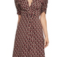 BCBGMAXAZRIA Women's Geo Print Twist Front Dress Brown Size Large
