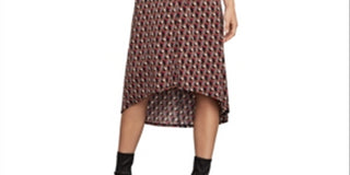 BCBGMAXAZRIA Women's Geo Print Twist Front Dress Brown Size Large