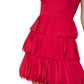 BCBGMAXAZRIA Women's Chiffon V Neck Mini Dress Red Size 10