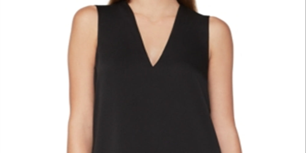 BCBGMAXAZRIA Women's Satin V Neck Top Black Size XX-Small