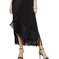 BCBGMAXAZRIA Women's Fringe TrimAsymmetrical Maxi Dress Black Size Medium