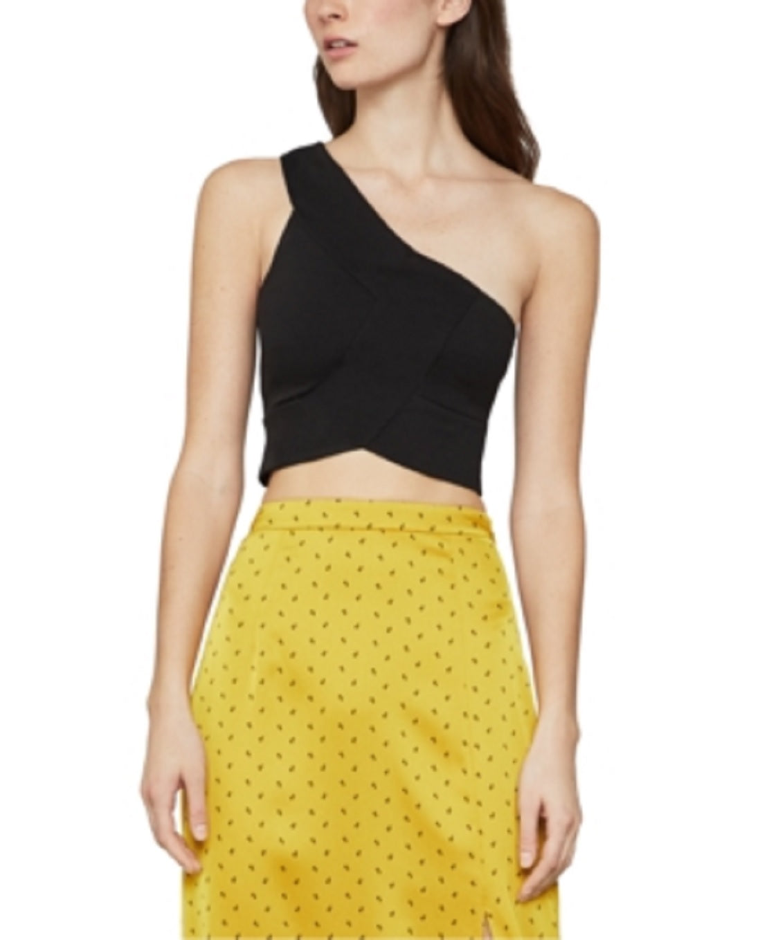 BCBGMAXAZRIA Women's One-Shoulder Crop Top Black Size X-Small