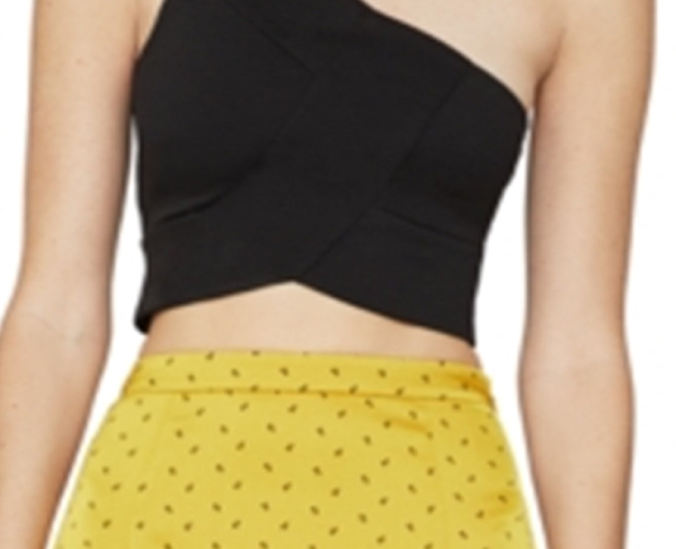 BCBGMAXAZRIA Women's One-Shoulder Crop Top Black Size X-Small