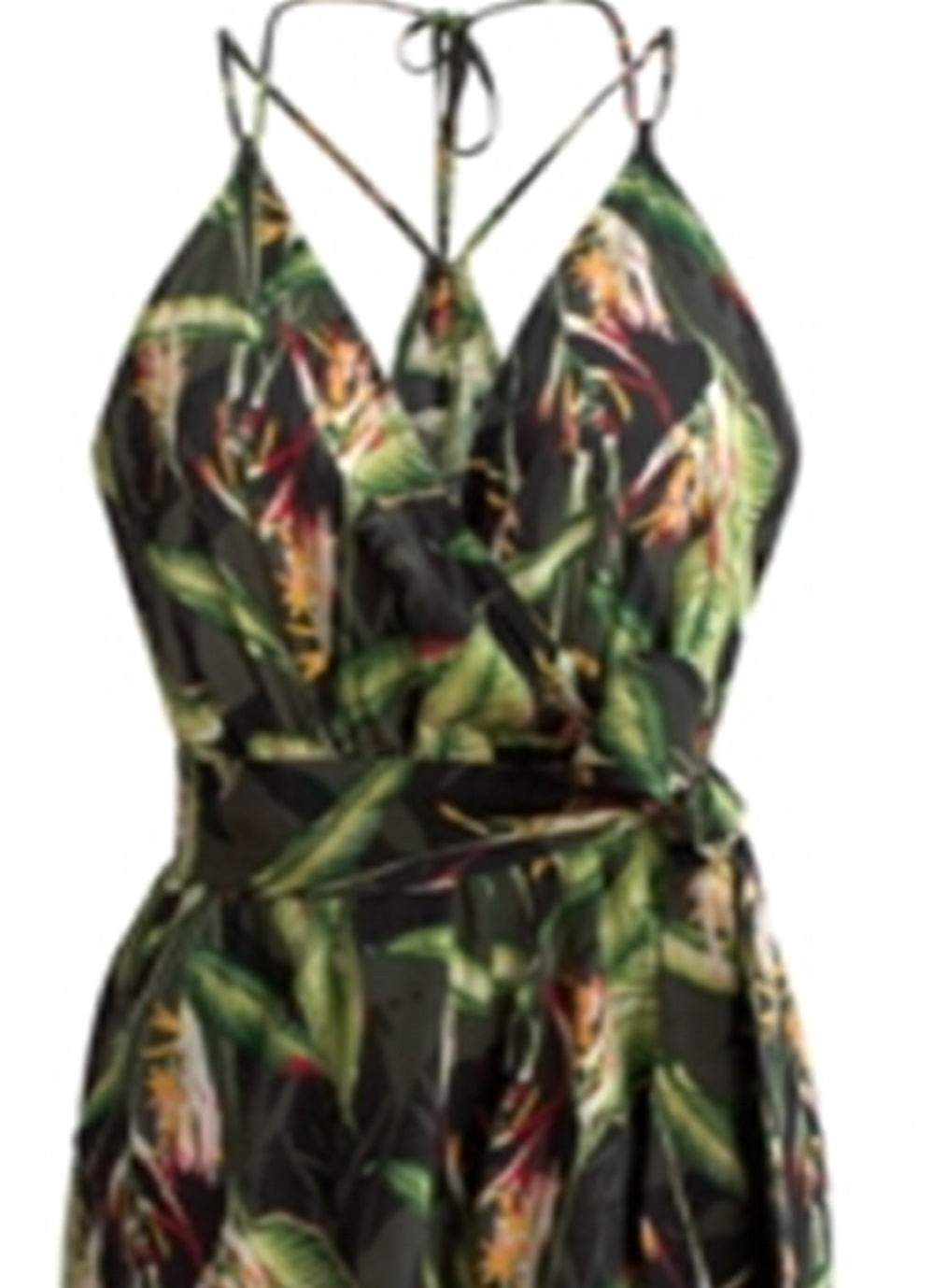 BCBGMAXAZRIA Women's Printed Surplice Romper Green Size X-Small