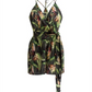 BCBGMAXAZRIA Women's Printed Surplice Romper Green Size X-Small