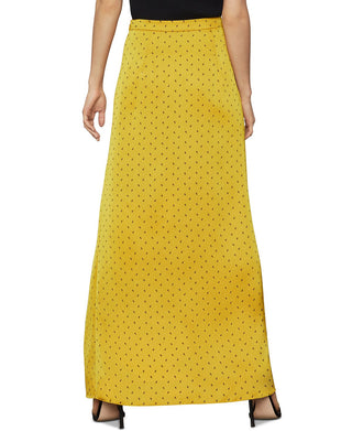 BCBGMAXAZRIA Women's Satin Printed Maxi Skirt Yellow Size Medium
