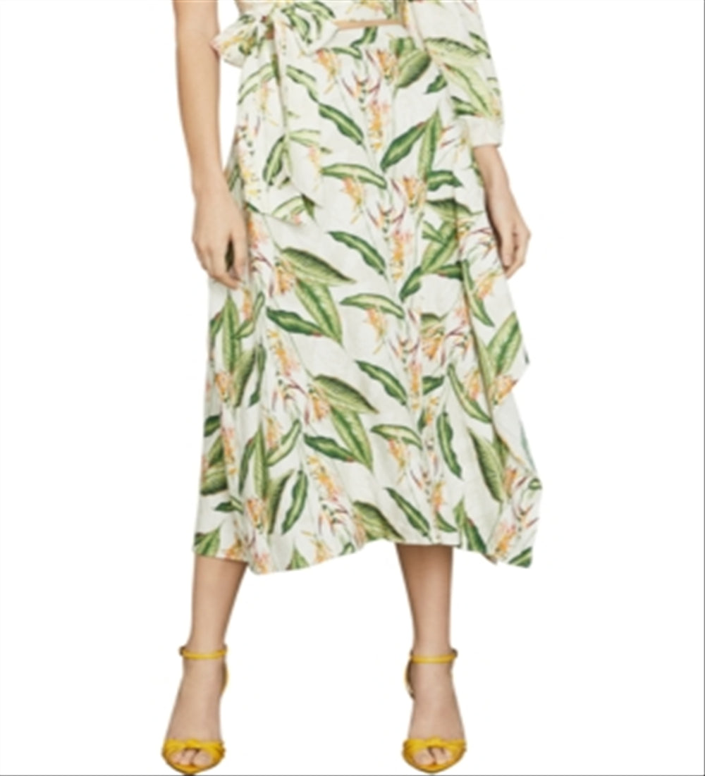 BCBGMAXAZRIA Women's Bird of Paradise MIDI Skirt Green Size XX-Small