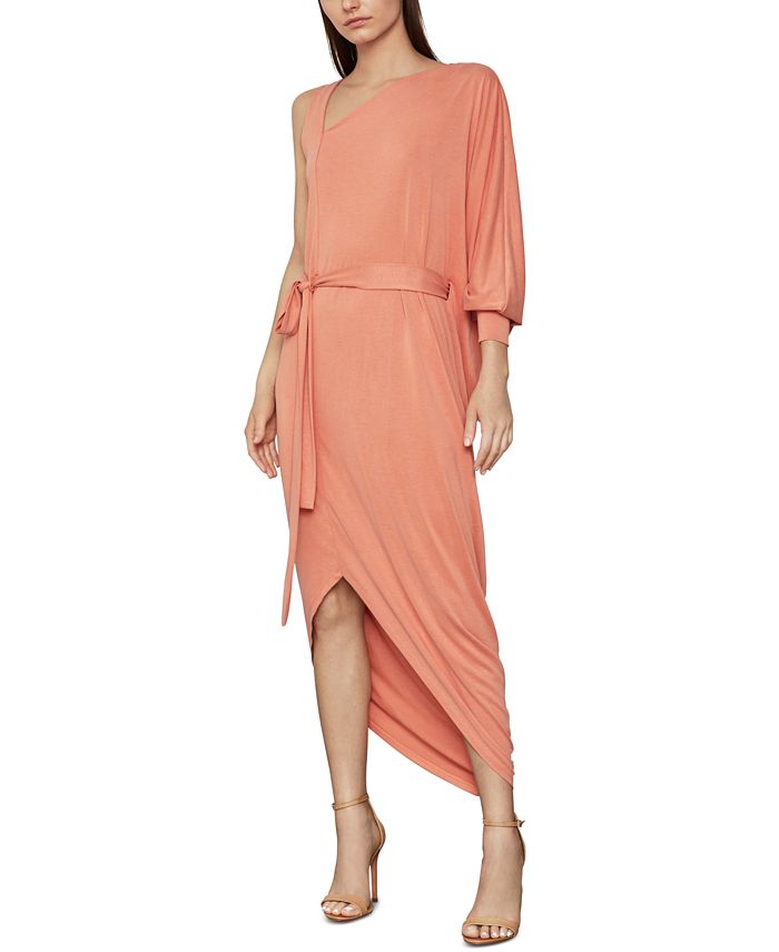 BCBGMAXAZRIA Women's Asymmetric One Shoulder Cocktail Dress Orange Size Medium