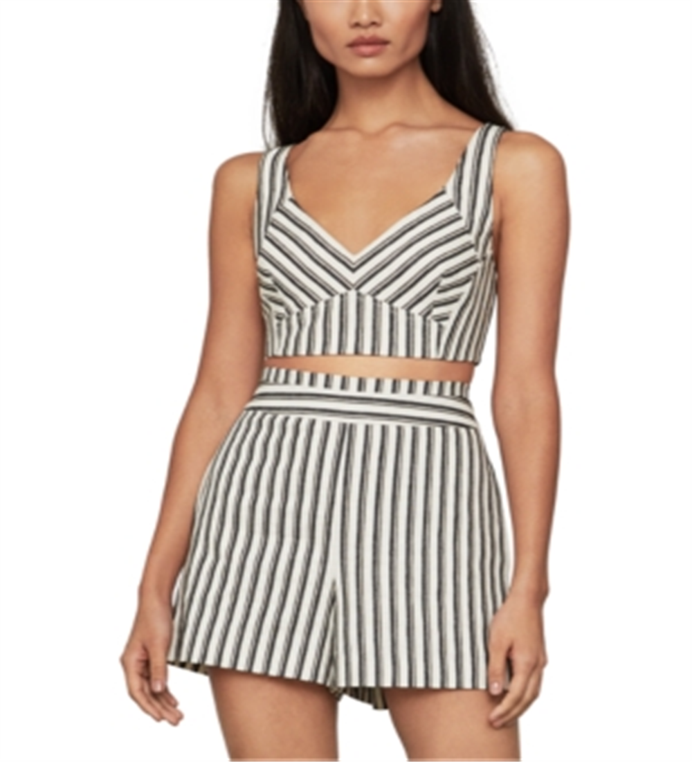 BCBGMAXAZRI Women's Striped Crop Top Beige