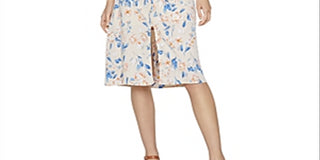 BCBGeneration Women's Floral V Neck a Line Dress White Size 12