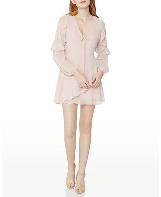 BCBGeneration Women's Ruffled Chiffon Mini Dress Pink Size 4