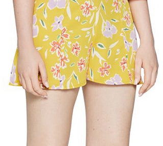 BCBGeneration Women's Floral Print High Waist Shorts Yellow Size 4