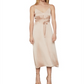 BCBGMAXAZRIA Women's Satin Tie Waist Gown Beige Size X-Large