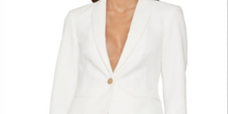 BCBGMAXAZRIA Women's Suit Separate Office Wear Jacket White Size Small