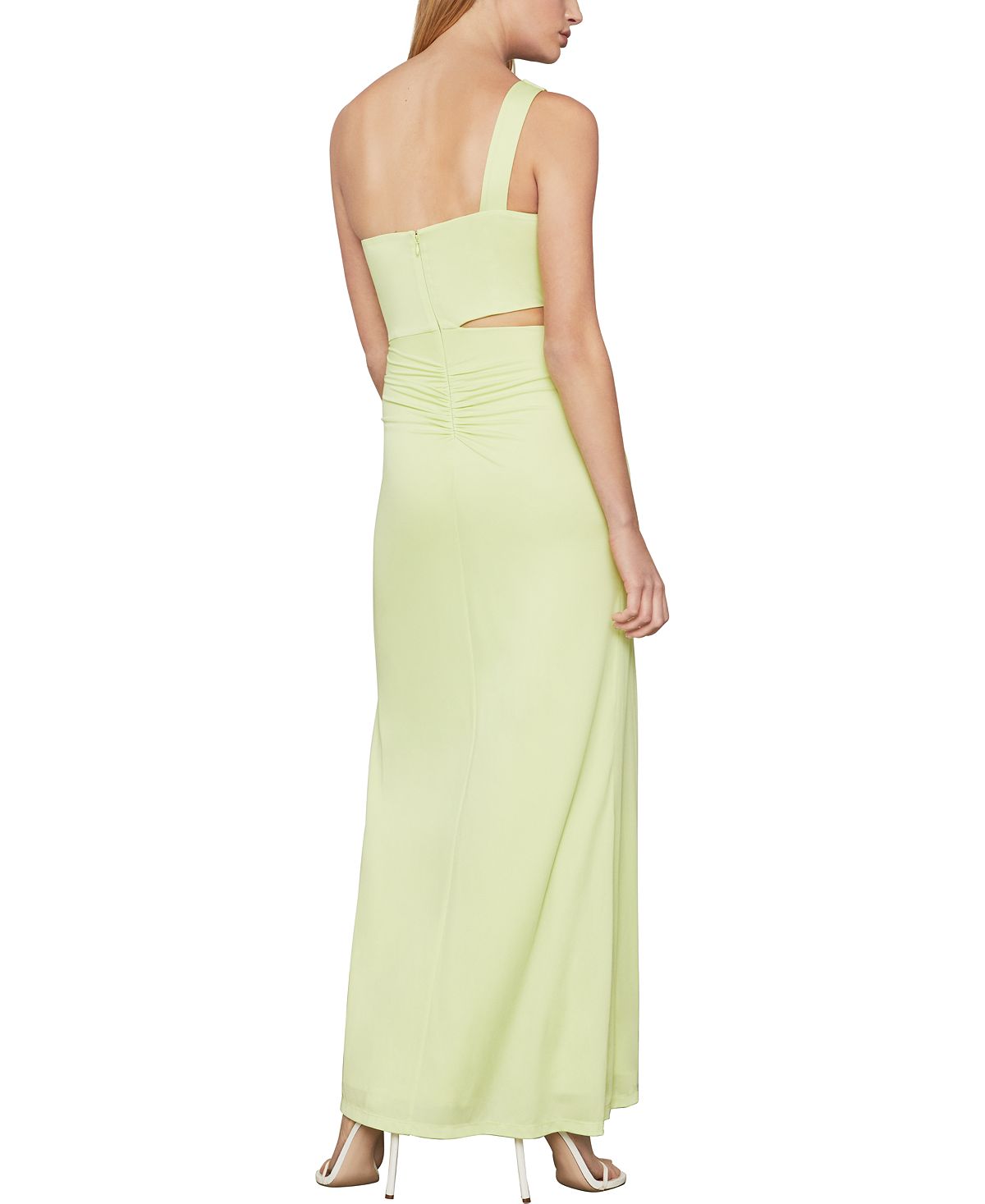 BCBGMAXAZRIA Women's One Shoulder Cut Out Evening Dress Green Size Medium