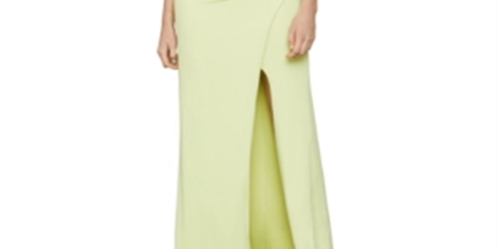 BCBGMAXAZRIA Women's One Shoulder Cut Out Evening Dress Green Size Medium