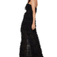 BCBG Max Azria Women's Strapless Ruffled Tulle Gown Black Size 2