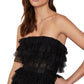 BCBG Max Azria Women's Strapless Ruffled Tulle Gown Black Size 2