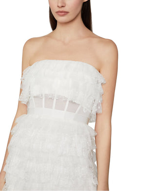 BCBGMAXAZRIA Women's Lace Tulle Cocktail Dress White Size -10