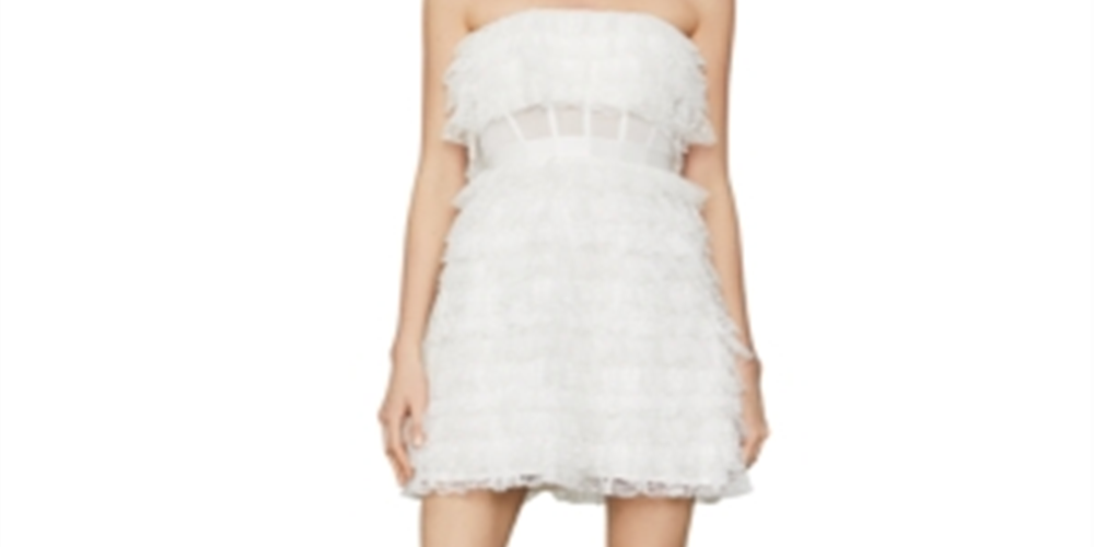 BCBGMAXAZRIA Women's Lace Tulle Cocktail Dress White Size -10