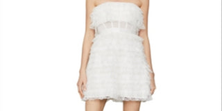 BCBGMAXAZRIA Women's Lace Tulle Cocktail Dress White Size -10