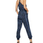 BCBGMAXAZRIA Women's Snake Print Sleeveless Jumpsuit Blue Size Medium